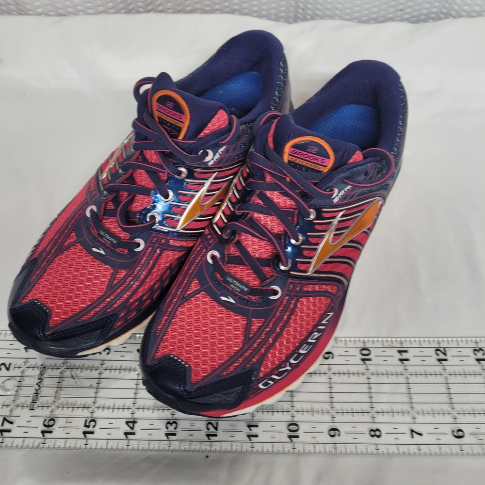 Brooks Glycerin 12 Womens Running Shoes Pink Navy Orange 1201601B646 US 8.5